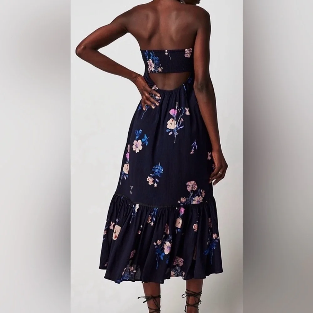 Free People Rosie Posie Floral Print Midi Dress – Size M strapless no straps